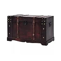 wakects armoire de rangement à deux poignées latérales coffre vintage de rangement bois et aggloméré meuble de rangement possède une fermeture à loquet marron 66 x 38 x 40 cm