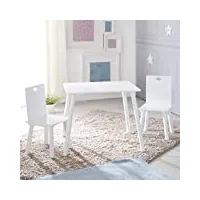 roba ensemble table + 2 chaises enfants - pieds en bois massif - style scandinave - laqué blanc