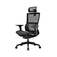 sihoo chaise de bureau siège ergonomique fauteuil règalable, chaise maille avec appui-tête réglable, support lombaire et accoudoirs,150 kg de capacité(noir)
