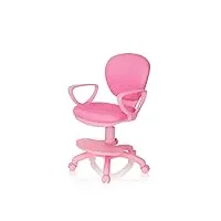 hjh office 670977 chaise de bureau pour enfant kid colour tissu rose fauteuil pivotant avec repose-pieds et assise réglable en hauteur