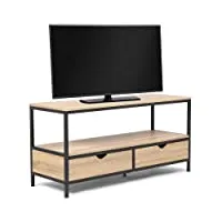 idmarket - meuble tv 113 cm detroit 2 tiroirs design industriel