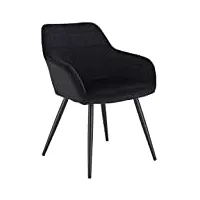 woltu 1 pièce chaise de salle à manger chaise de cuisine rembourrée en velours, pied en métal,noir bh93sz-1