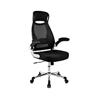 intimate wm heart chaise de bureau, fauteuil de bureau ergonomique, confortable dossier respirant, en maille avec accoudoirs pliables, hauteur réglable, soutien lombaire, 64 x 64 x 127.5 cm (noir)