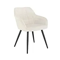 woltu 1 pièce chaise de salle à manger chaise de cuisine rembourrée en velours, pied en métal,crème blanc bh93cm-1