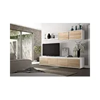 tendencio ensemble meuble tv scandinave alidi bois et blanc avec meuble haut