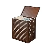 mdesign coffre à linge en bambou – caisse de rangement pliable avec sac à linge amovible – corbeille à linge pour salle de bain ou chambre – marron foncé