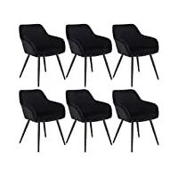 woltu bh93sz-6 chaises de salle à manger lot de 6 chaises de loisirs en velours et métal,noir