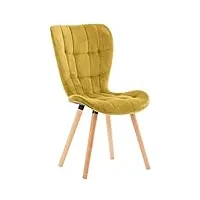 clp chaise de salle a manger elda en velours i rembourrée et matelassée i support en bois i style moderne avec surpiqûre i resistance et stabili, couleur:jaune
