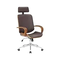 clp chaise de bureau dayton revêtue de similicuir i chaise de bureau avec appui-tête i chaise pivotante À 360°, réglable en hauteur, couleur:noyer/marron