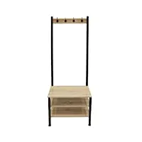 home deco factory hd6426 portemanteau mobilier meuble d'entree, metal-acier inoxydable, beige noir, 60 x 40 x 175