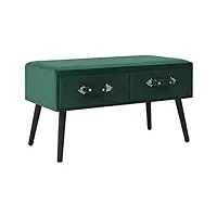 vidaxl banc avec tiroirs banc d'entrée banc de couloir banc de rangement stockage table de chevet table basse maison intérieur vert velours