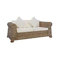 vidaxl canapé à 2 places avec coussins sofa de salle de séjour meuble de salon maison intérieur canapé de bureau chambre rotin naturel