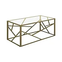 table basse rectangulaire avec plateau en verre et cadre en métal doré au style moderne et glamour beliani