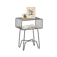 mdesign table d'appoint en métal – desserte vintage élégante pour le salon ou la chambre à coucher – petite table au style industriel avec pieds de table en forme de pinces à cheveux – noir
