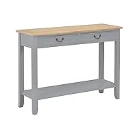 vidaxl table console etagère de rangement table d'entrée avec 2 tiroirs table de salon table de couloir maison intérieur salle de séjour gris bois