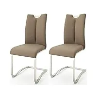 robas lund chaises salle à manger lot de 2 chaises cappuccino, véritable cuir chaise pied luge chaise salle à manger, charge max. 140 kg, chaise artos