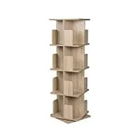 eugad 16 étagères bibliothèque rotative 4 niveaux en mdf,étagère de sol étagère de bureau de rangement 39x39x128cm, 0009shg