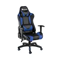 tectake® chaise gaming chaise de bureau fauteuil de bureau fauteuil pivotant design avec coussin lombaire et nuque, chaise ergonomique, fauteuil avec accoudoirs, roulette, teletravail - noir/bleu