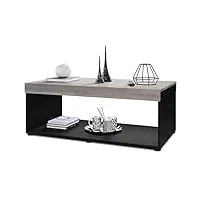 vladon table de salon pure, table basse rectangulaire, noir mat/chêne nordique (104 x 40,5 x 58 cm)
