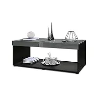 vladon table de salon pure, table basse rectangulaire, noir mat/gris haute brillance (104 x 40,5 x 58 cm)
