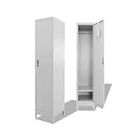 mewmewcat armoire de bureau metallique, armoire à casiers en acier, style industriel armoire penderie, armoire à casiers 38 x 45 x 180 cm gris