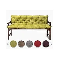 sunnypillow ensemble coussin matelassé pour banc de jardin 130 x 50 x 50 cm tailles et couleurs à choisir assise + dossier pour banc de terrasse/balcon/banquette/siège+ appui vert limone