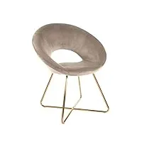 montemaggi baroni home fauteuil rembourré circulaire avec jambes en fer or, chaise de bureau ou fauteuil de salle à manger, chaise confortable siége ergonomique, 74x59x84 cm, beige