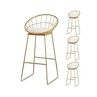 tabouret de bar, aspect lin gris tissu cuisine petit-déjeuner chaise hauteur tabouret comptoir avec dossier assise rembourrée pour bistro pub café - lot de 4