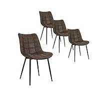 woltu 4 x chaise de salle à manger chaise de cuisine assise rembourrée en similicuir épais pieds en métal,brun bh207br-4