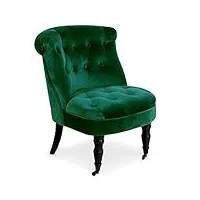 paris prix - fauteuil crapaud en velours naloje 76cm vert