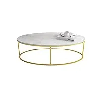 table basse table basse de salon ovale blanche moderne en marbre, plateau en fer forgé massif doré, plusieurs tailles en option