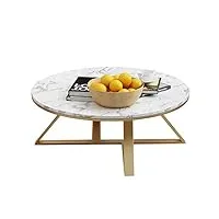 petite table basse ronde/table d'appoint bout de canapé/table de canapé de salon scandinaves moderne, blanc plateau en marbre et pieds en métal (50cm / 80cm en option)