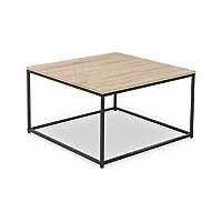 idmarket - table basse detroit carrée 70 cm design industriel