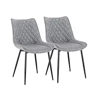 woltu bh210gr-2 chaises de salle à manger lot de 2,chaises de cuisine assise en similicuir pied en métal,gris