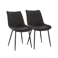 woltu bh210an-2 chaises de salle à manger lot de 2,chaises de cuisine assise en similicuir pied en métal,anthracite