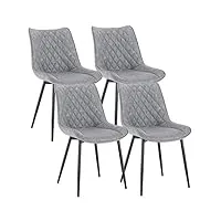 woltu 4 chaises de salle à manger en similicuir et métal,chaises de salon chaises de cuisine gris bh210gr-4