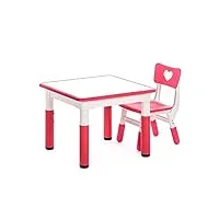 jtkdl multi-usages enfants table et chaises 2-pièces adaptables meuble de bureau d'apprentissage for enfants hauteur d'étude bureau réglable (color : red)