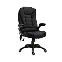 homcom fauteuil de bureau direction massant chauffant hauteur réglable dossier inclinable toile de lin noir