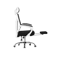 qffl chaise de bureau chaise de bureau pivotante, mesh dossier haut ordinateur de bureau ergonomique de travail fauteuil de direction avec pull-out repose-pieds et appuie-tête réglable - noir