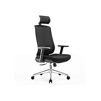 qffl chaise de bureau bureau chaise pivotante, mesh noir haut de direction président du groupe informatique chaise de bureau avec appuie-tête et accoudoirs réglable en hauteur 360 ° rotation - 3 coule
