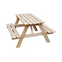 timbela m018-1 table enfant en bois – table et chaise enfant - table pique nique 90x90xh50 cm - salon de jardin enfant pour l'extérieur ou à l'intérieur
