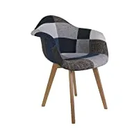 cmp paris fauteuil patchwork-bleu et gris, bois, blue, taille unique