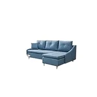 e-meubles canapé d'angle convertibles lit salon chambre relax confortable tissu au touche agreable leon new (bleu, canapé d'angle droit)