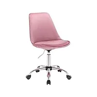 woltu bs60rs tabouret à roulettes chaise de bureau en velours tabouret de bureau pivotant 360° réglable en hauteur,rose