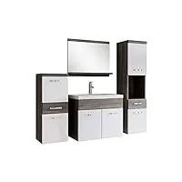 badplaats b.v. meuble de salle de bain alba 60 cm lavabo chene gris blanc brillant - armoire de rangement meuble lavabo evier meubles