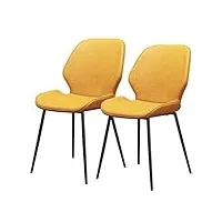lsrryd lot de 2 chaises de salle à manger rétro siège de coussin en cuir pu chaise de cuisine avec jambes en métal tapis antidérapant chaises de bar de loisirs (color : yellow)