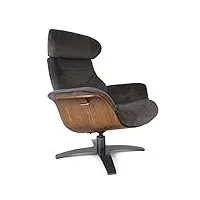 vega : fauteuil de relaxation manuel, design, qualité et grand confort - chêne naturel - velours brun