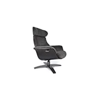 vega: fauteuil de relaxation manuel, design, confortable - bois noir - tissu velours brun