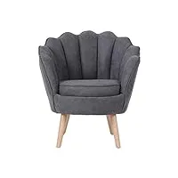 zons anthracite throne fauteuil en suédine empiètement en bois d’hévéa, x-large
