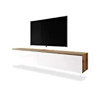 selsey kane - meuble tv à suspendre/banc tv (chêne wotan/blanc brillant, 180 cm, sans led)